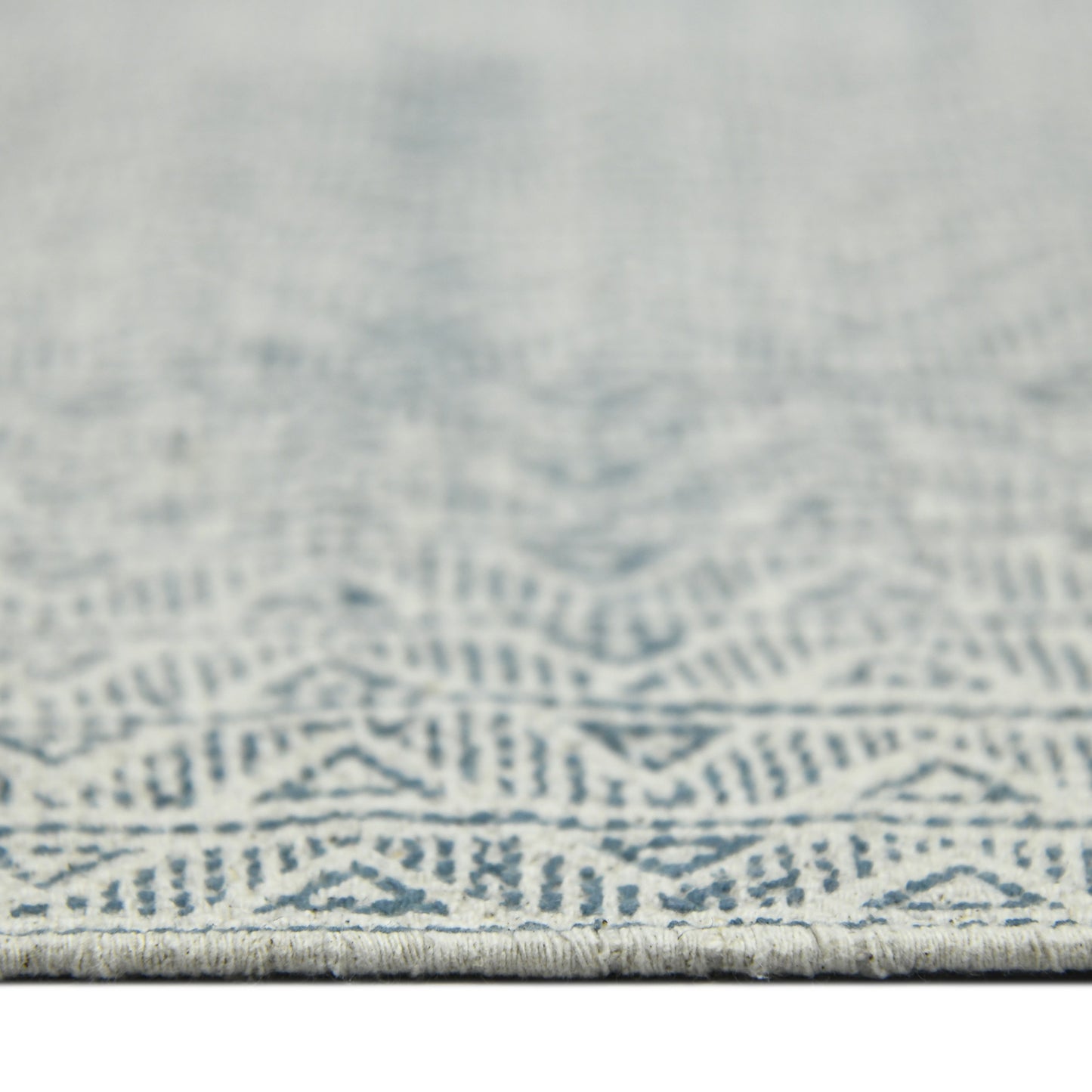 9' X 12' Gray And Blue Geometric Flatweave Handmade Distressed Area Rug With Fringe