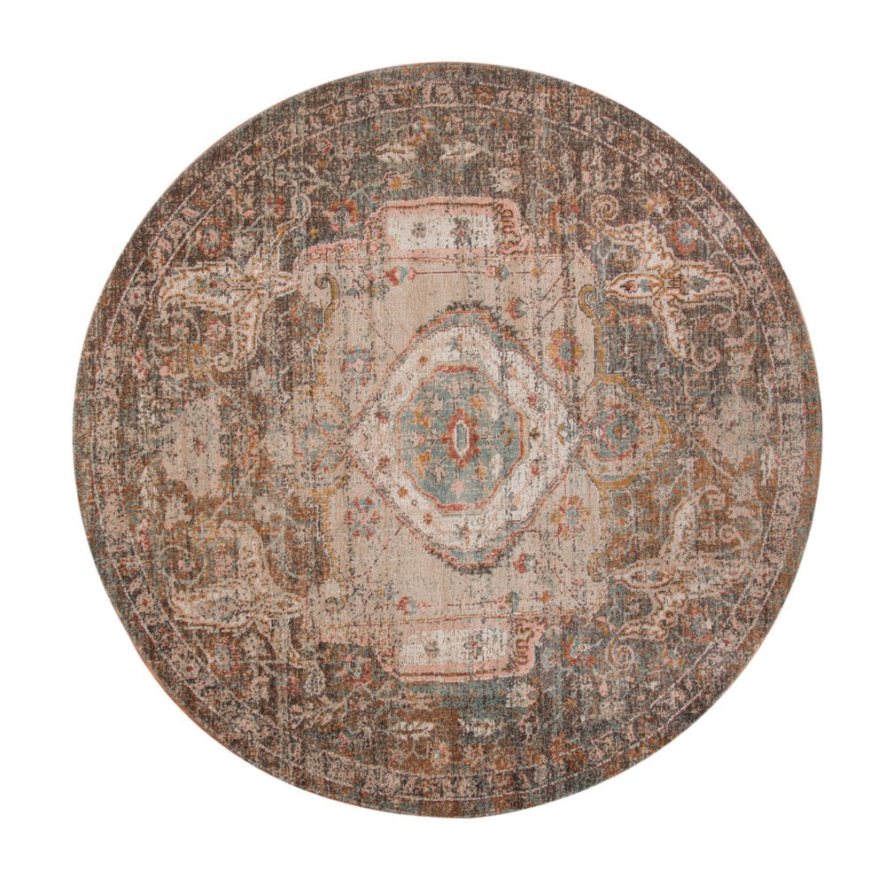 6' X 8' Beige Gray and Taupe Medallion Power Loom Area Rug