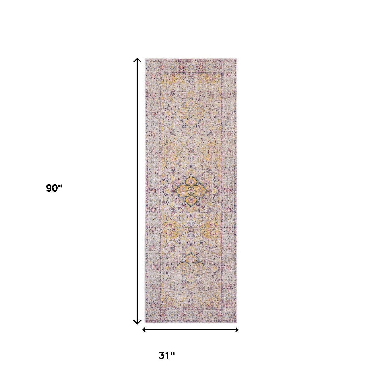 10' X 14' Ivory And Yellow Oriental Distressed Area Rug