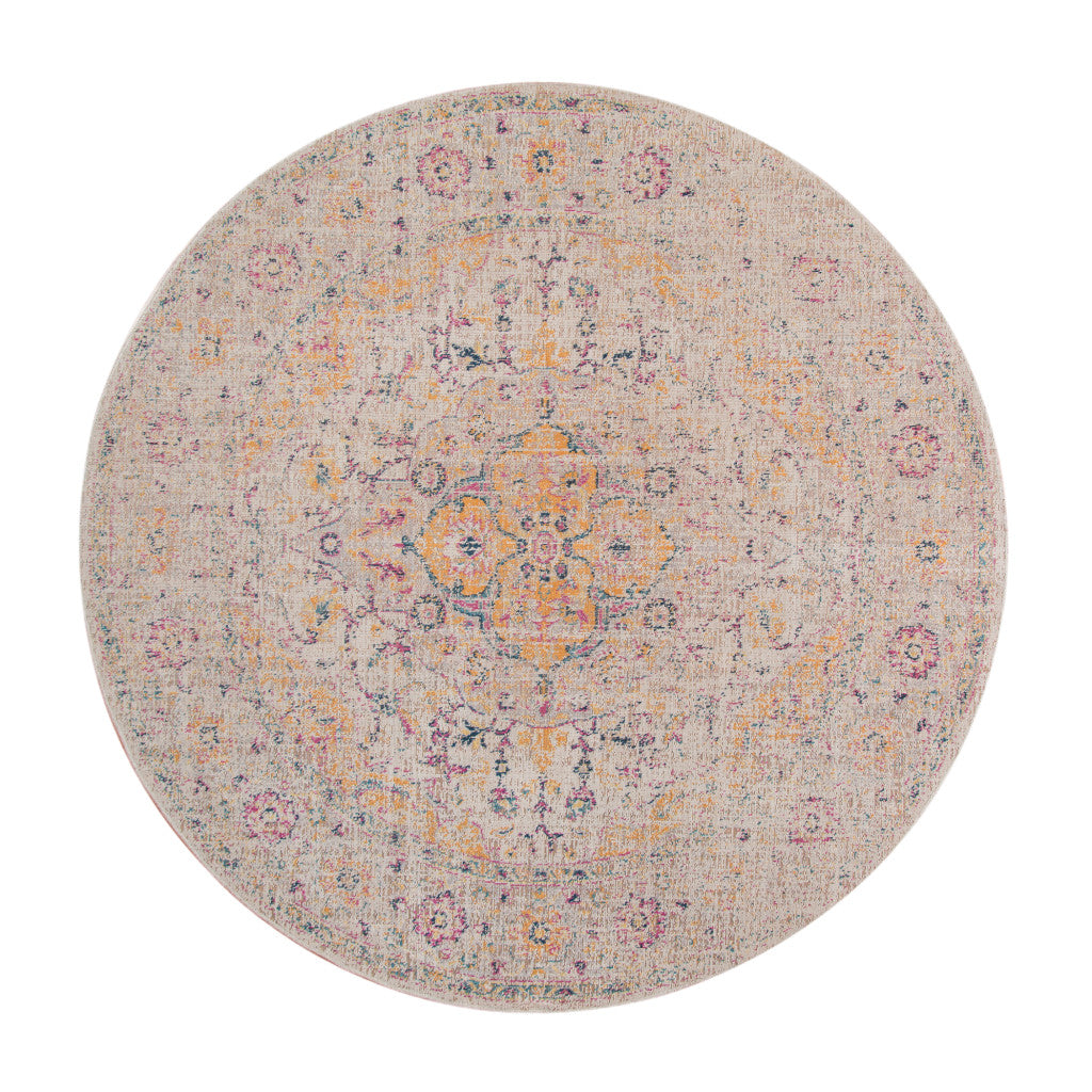 10' X 14' Ivory And Yellow Oriental Distressed Area Rug