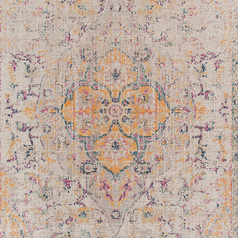 10' X 14' Ivory And Yellow Oriental Distressed Area Rug