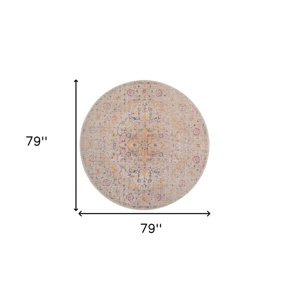 10' X 14' Ivory And Yellow Oriental Distressed Area Rug