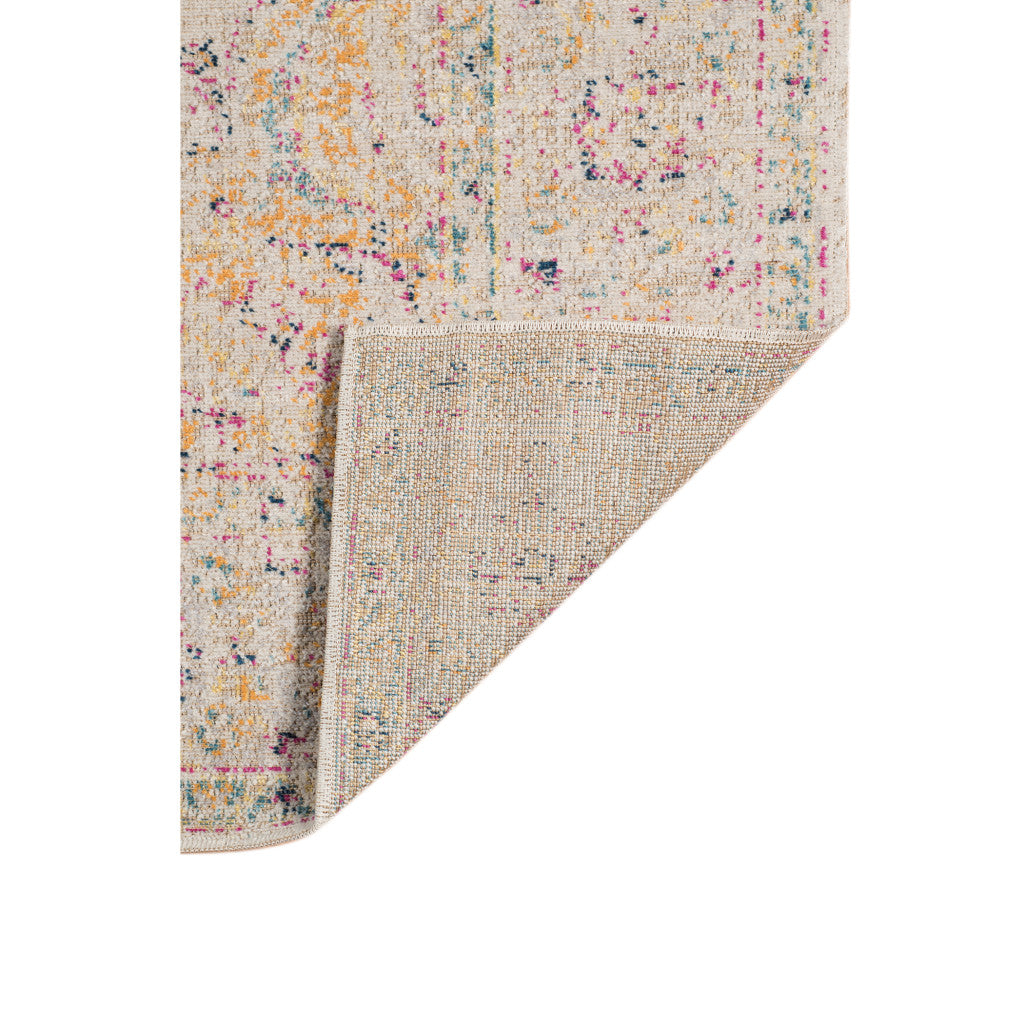 10' X 14' Ivory And Yellow Oriental Distressed Area Rug