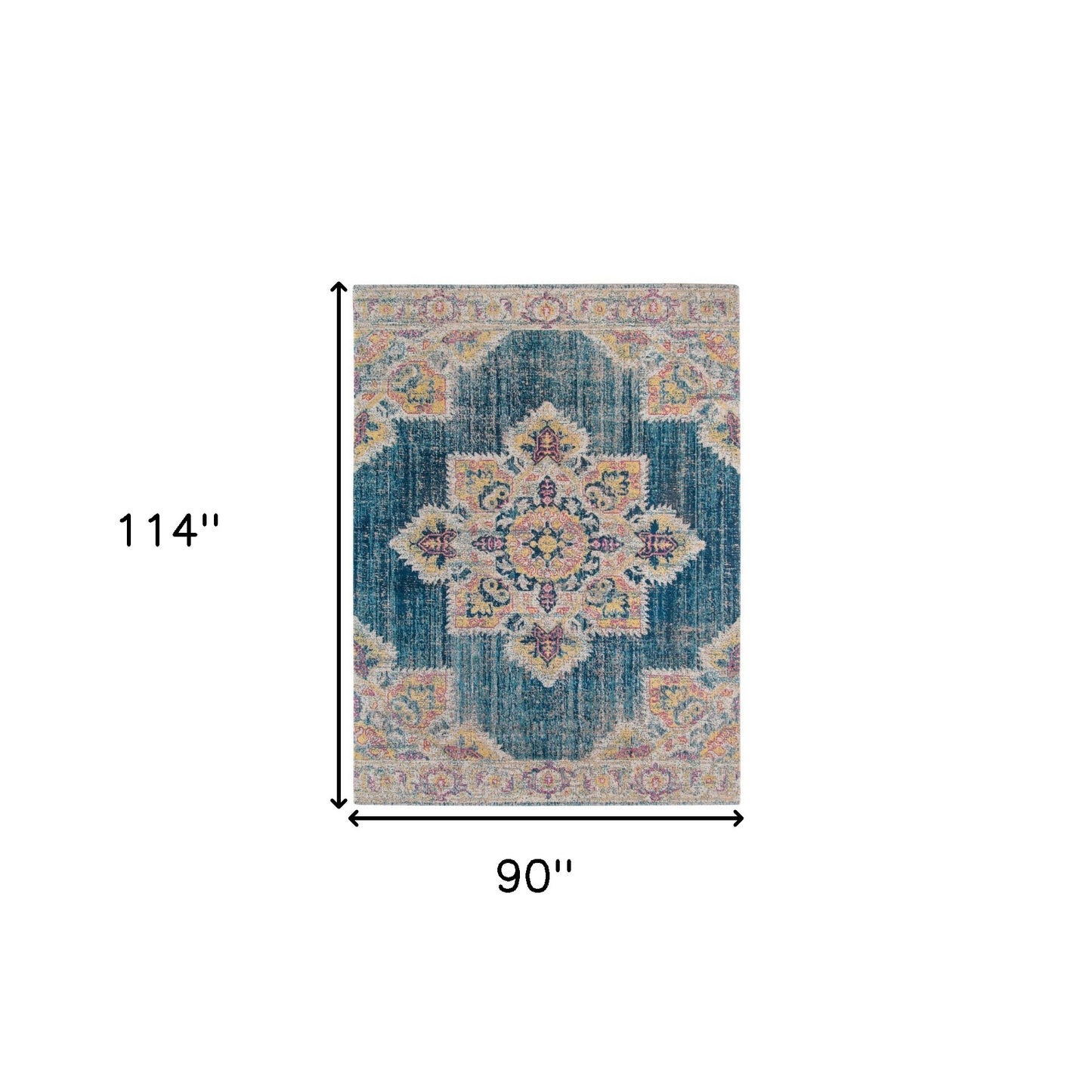 10' X 14' Blue Rust And Beige Medallion Area Rug