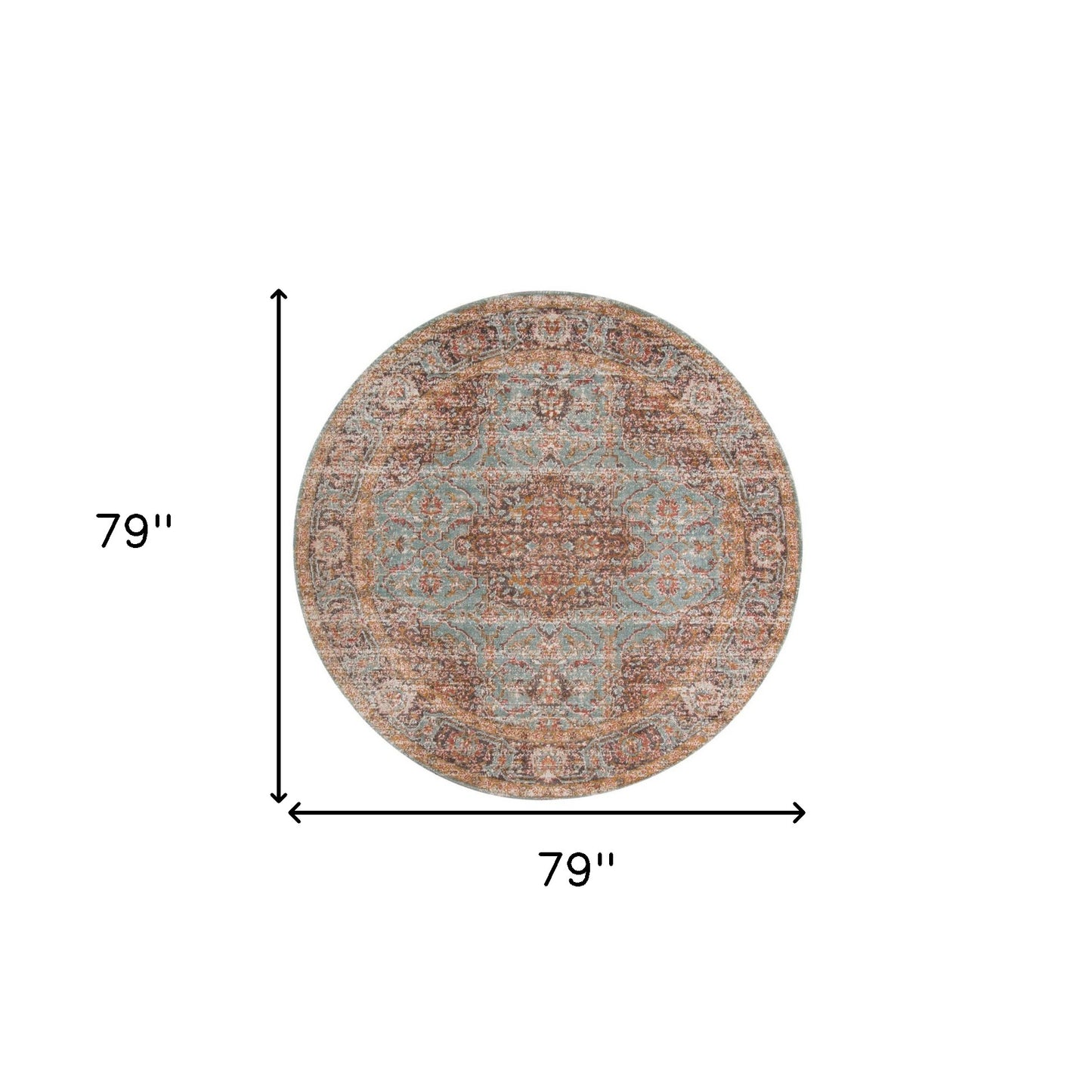 2' X 3' Teal Red And Orange Medallion Area Rug