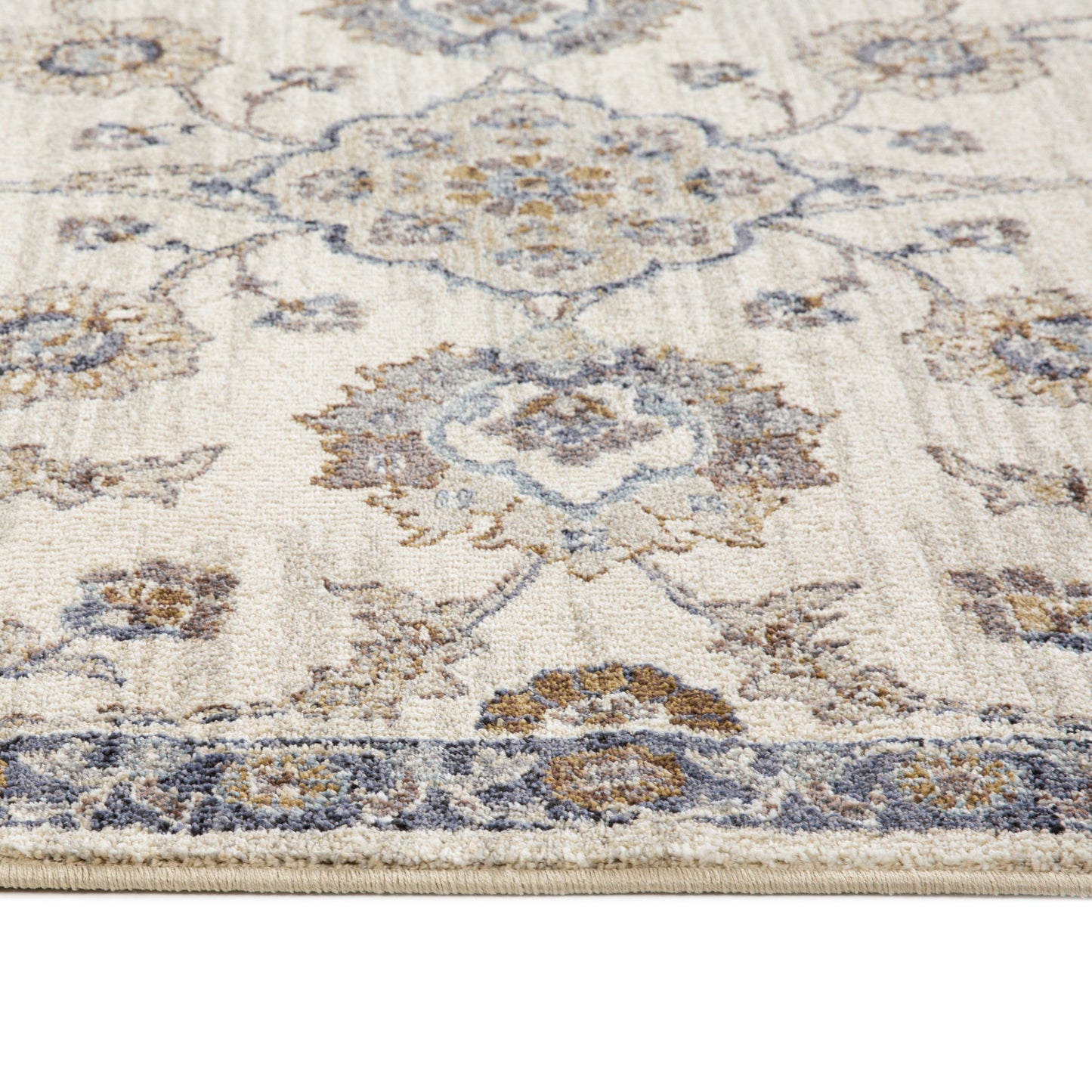 8' X 10' Ivory And Charcoal Floral Area Rug
