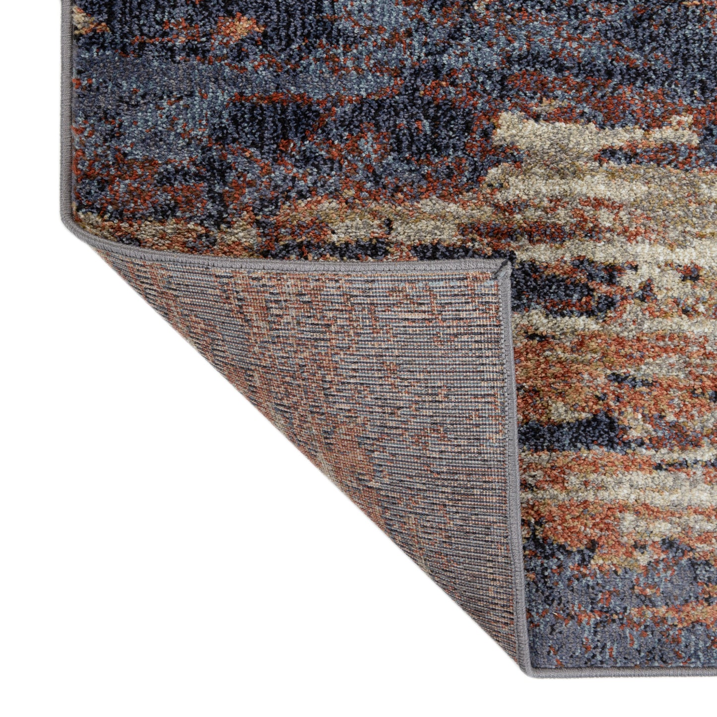 2' X 3' Beige Rust And Blue Abstract Area Rug