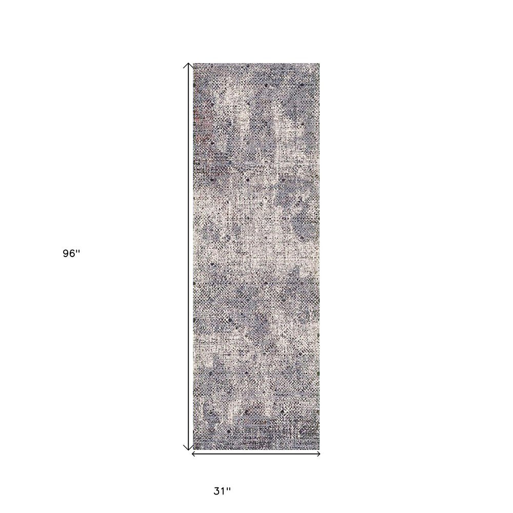 10' X 14' Ivory Black And Gray Abstract Area Rug