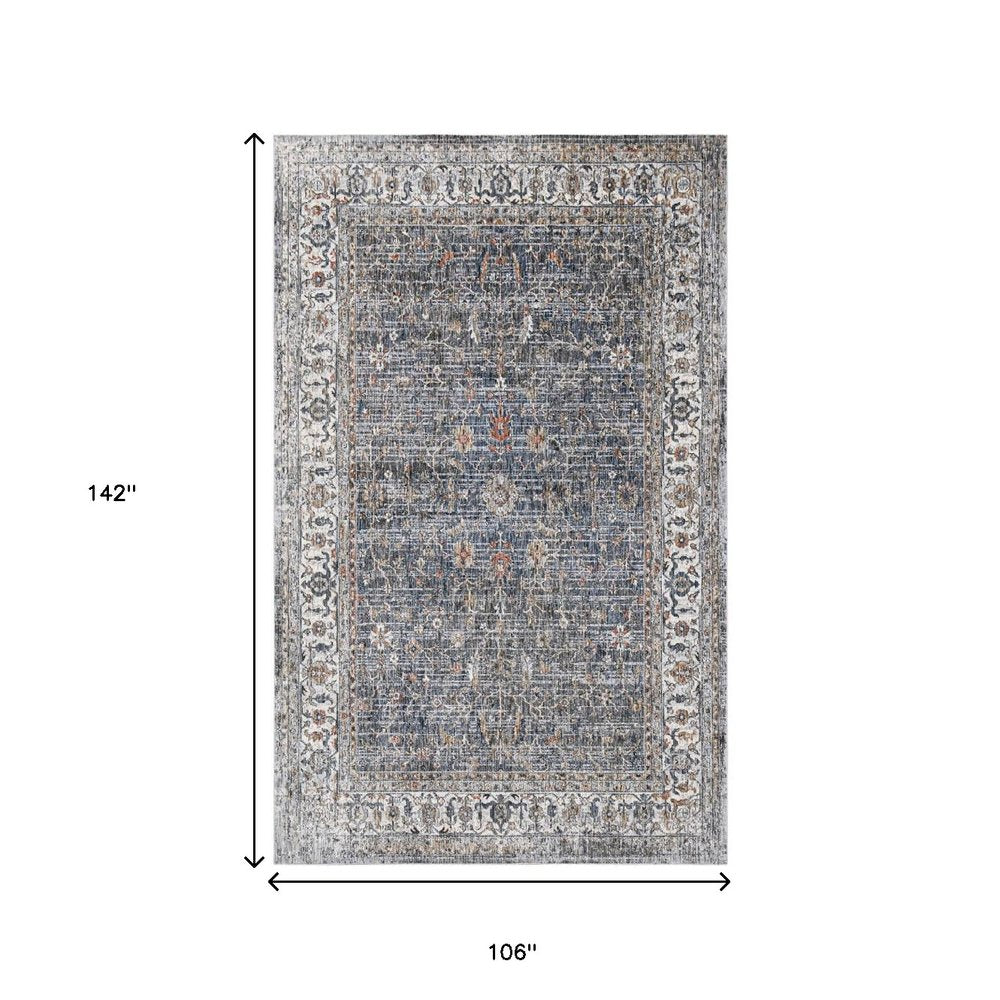 9' X 12' Ivory Blue And Gray Oriental Area Rug