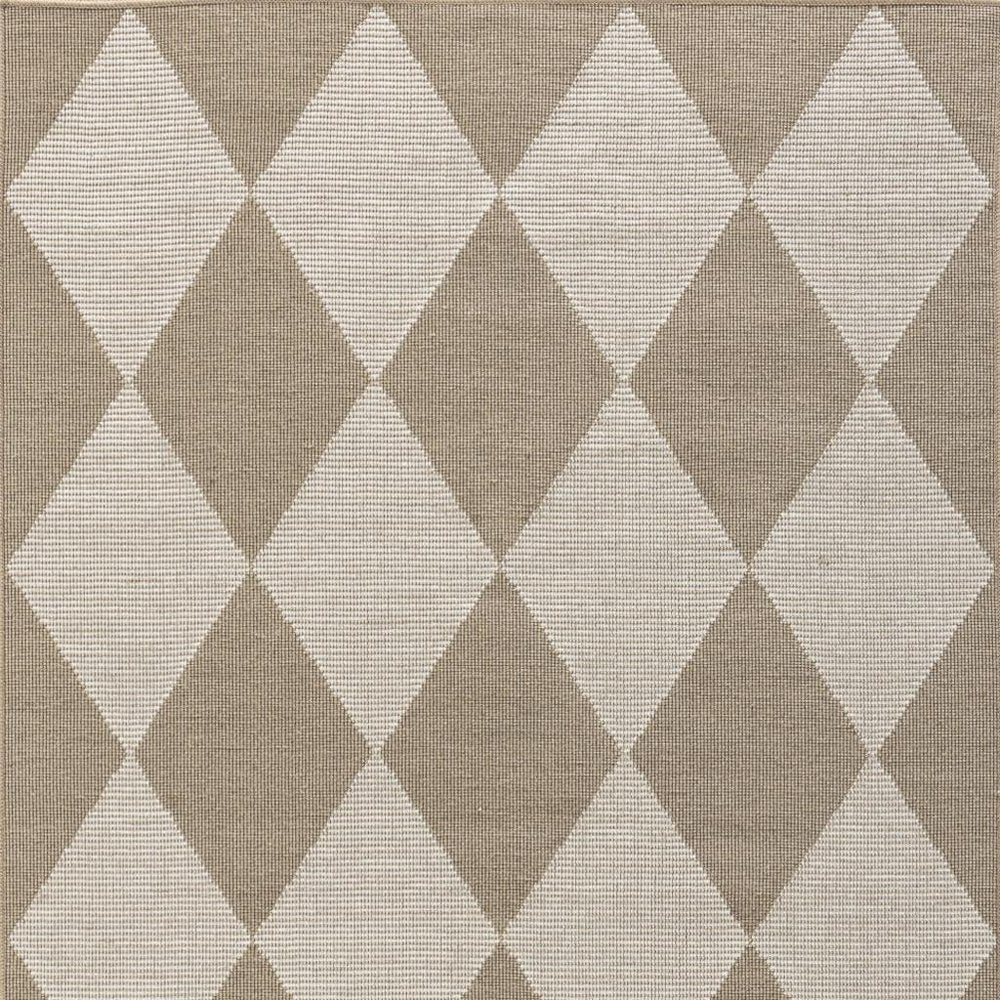 4' X 6' Natural and Ivory Geometric Power Loom Washable Non Skid Area Rug