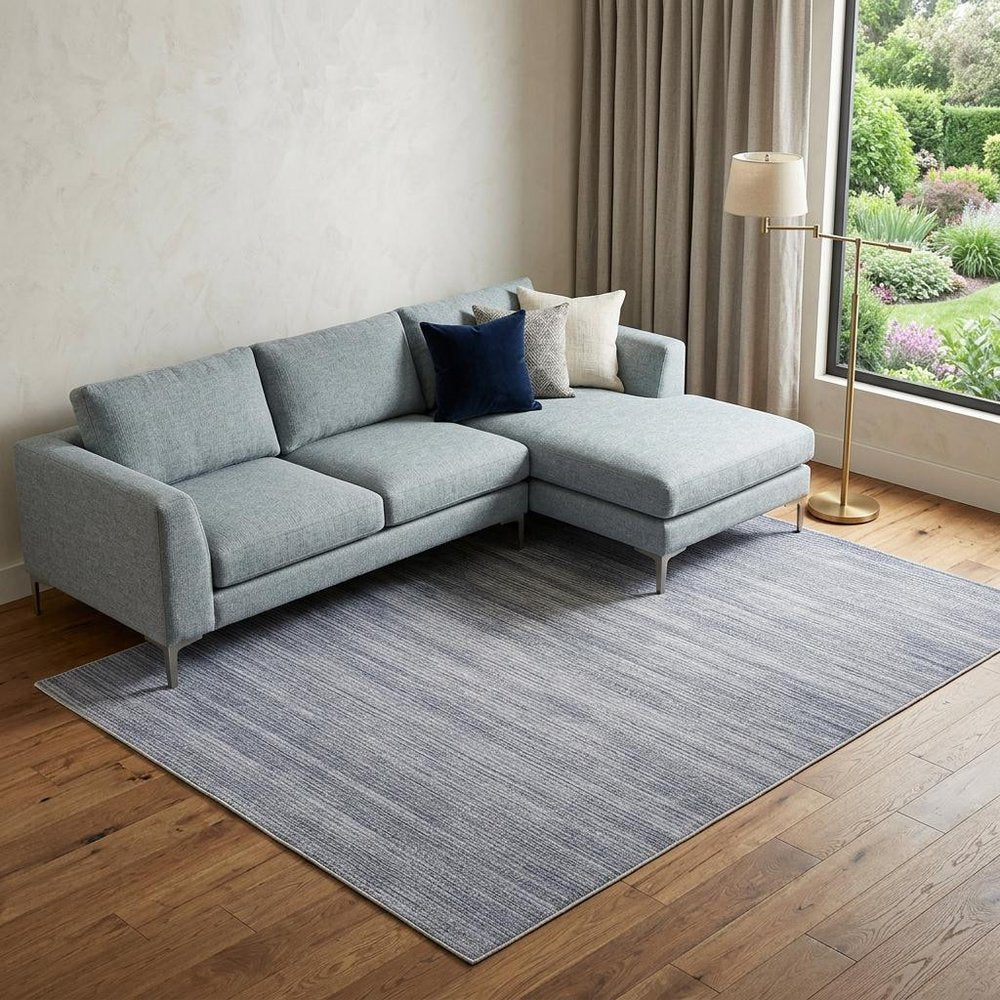 6' X 9' Gray and Ivory Abstract Power Loom Washable Non Skid Area Rug