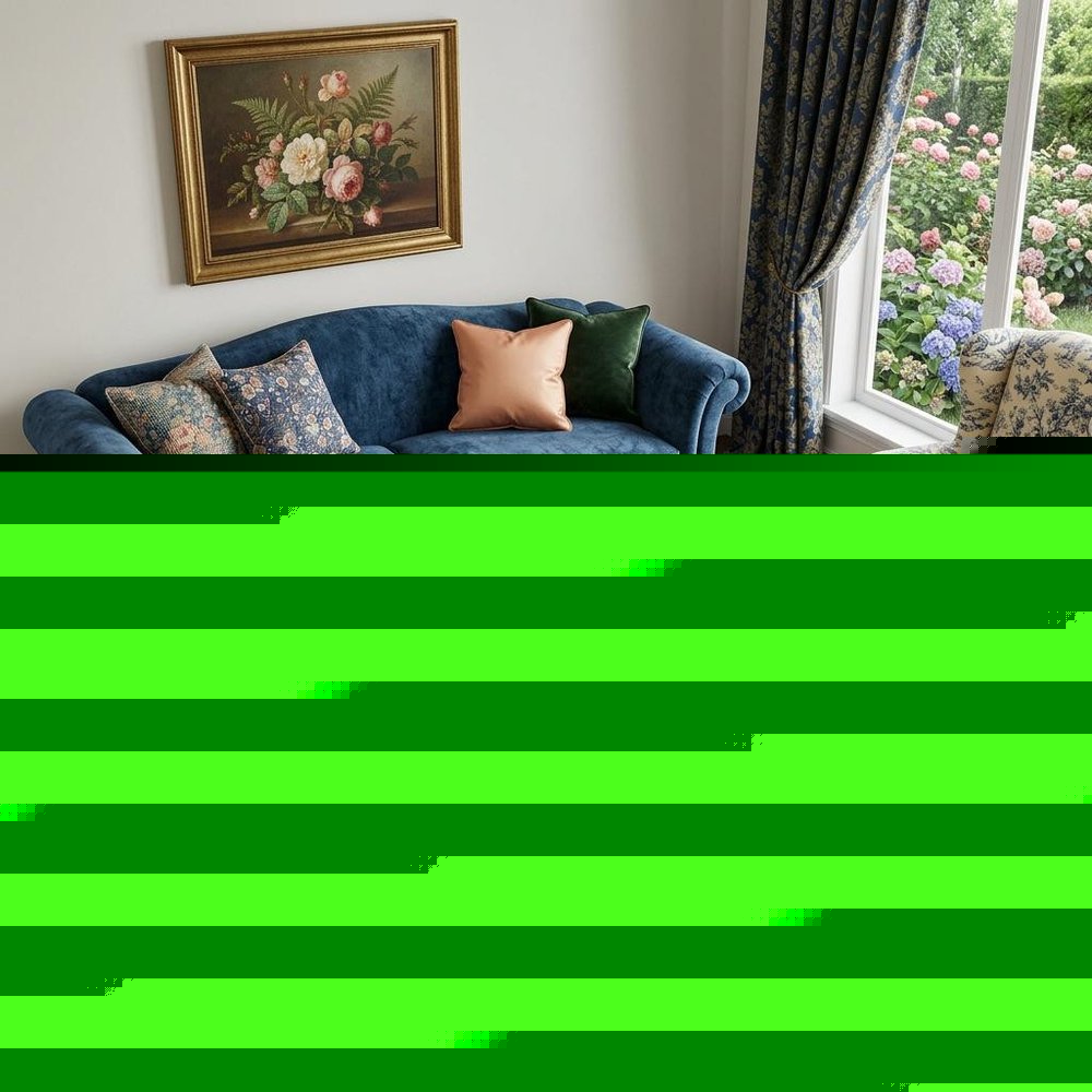 5' X 7' Blue and Green Floral Power Loom Washable Non Skid Area Rug