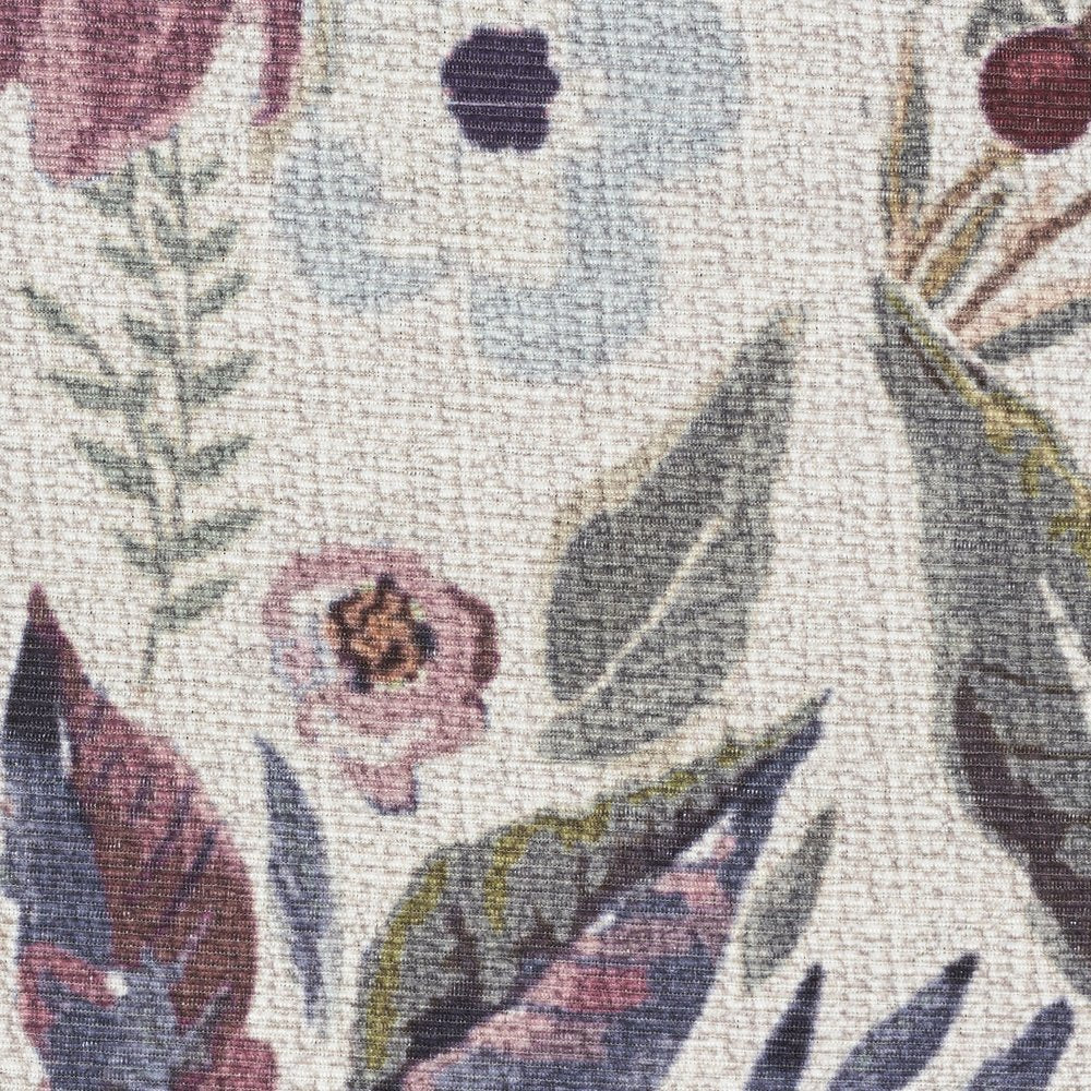 6' X 9' Ivory Pink and Green Floral Power Loom Washable Non Skid Area Rug