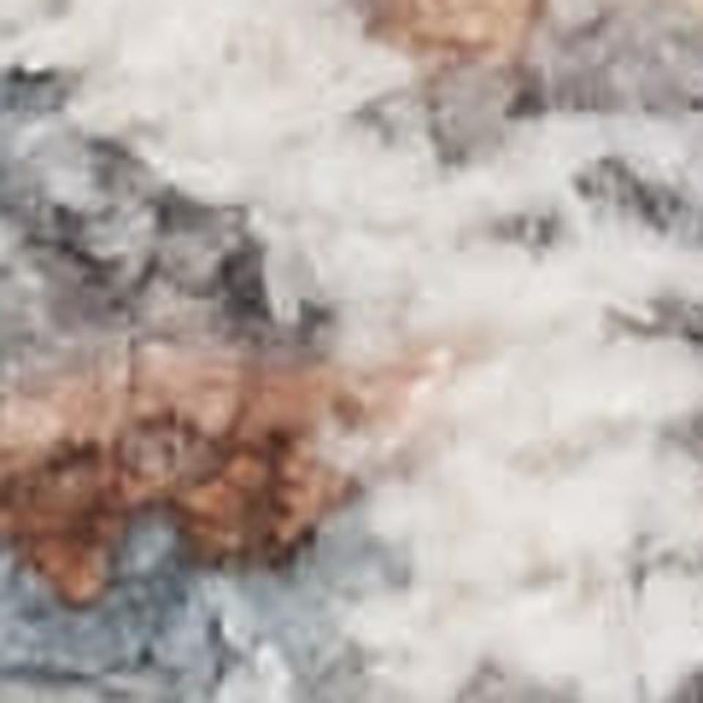 8' X 10' Ivory Blue and Orange Oriental Power Loom Distressed Area Rug With Fringe