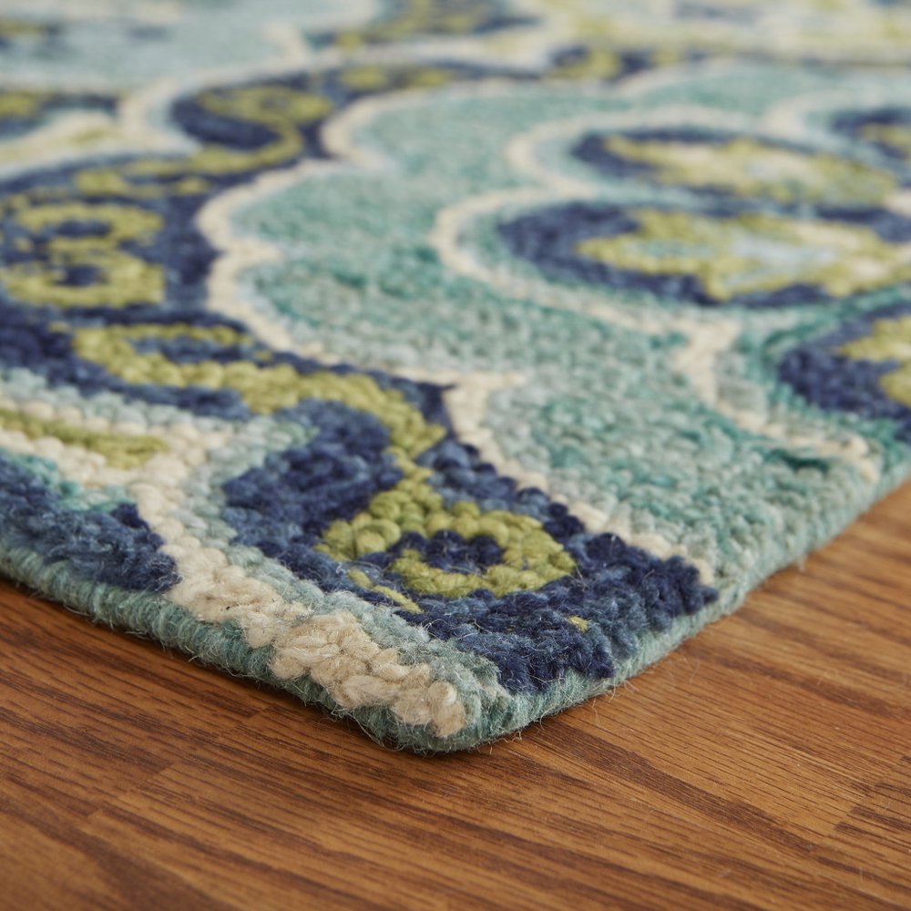 5' X 5' Green Round Wool Floral Hand Tufted Area Rug