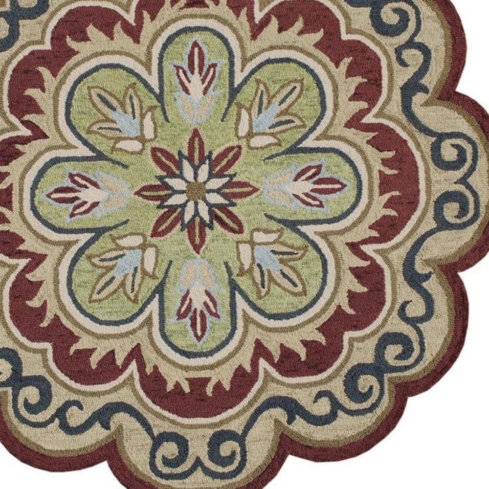 5' X 7' Green Wool Floral Hand Tufted Area Rug