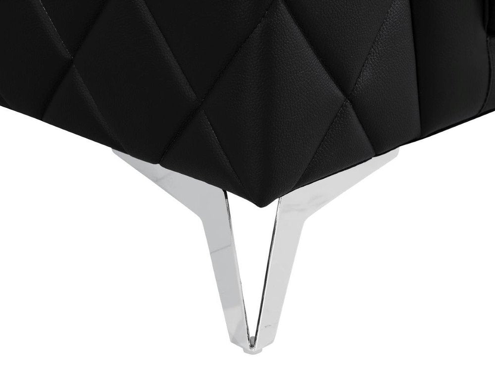 42" Black And Silver Top Grain Leather Club Chair