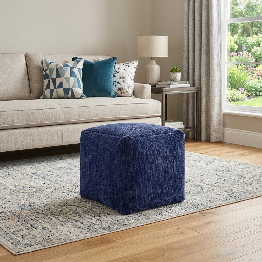 18" Gray Chenille Cube Pouf Ottoman