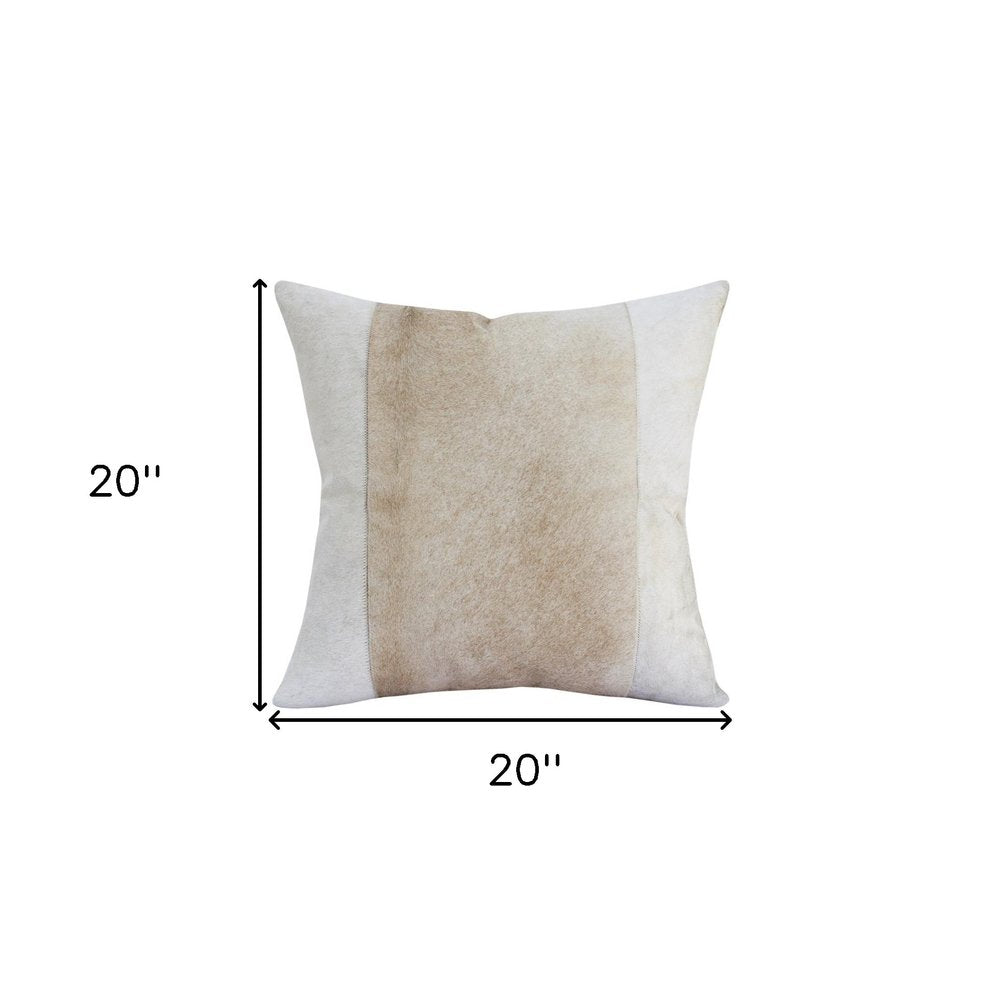 20" Beige and Ivory Throw Pillow