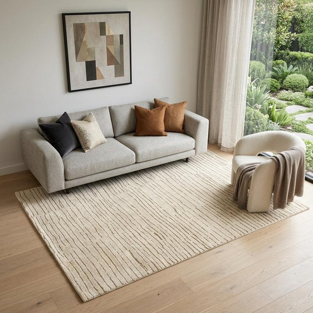 5' X 8' Beige and Gray Abstract Power Loom Distressed Non Skid Area Rug