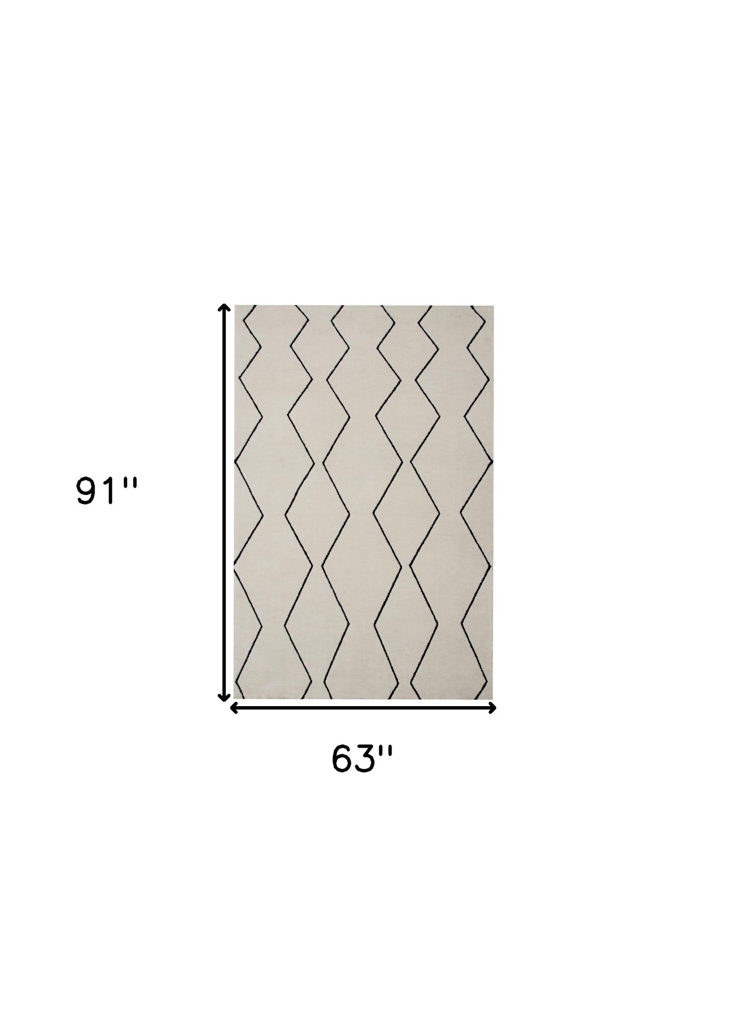 5' X 8' Beige and Black Geometric Power Loom Distressed Non Skid Area Rug