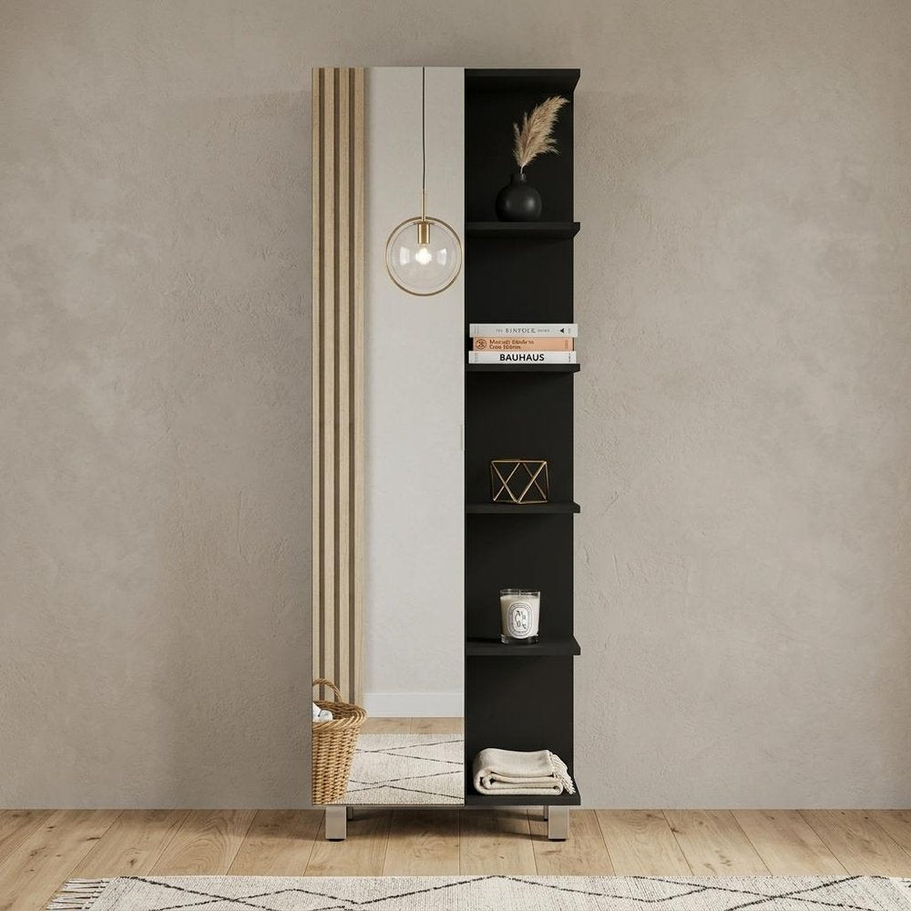 20" Black Accent Cabinet With Nine Shelves