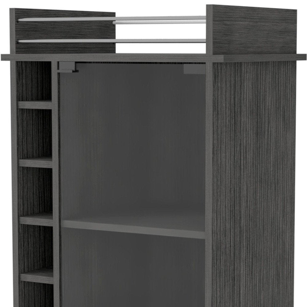 Gray Rolling Bar Cart With Wine Storage