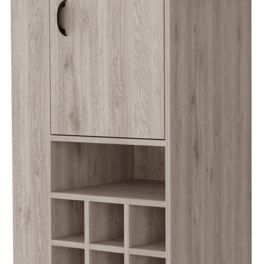 Light Gray Rolling Bar Cart With Wine Storage