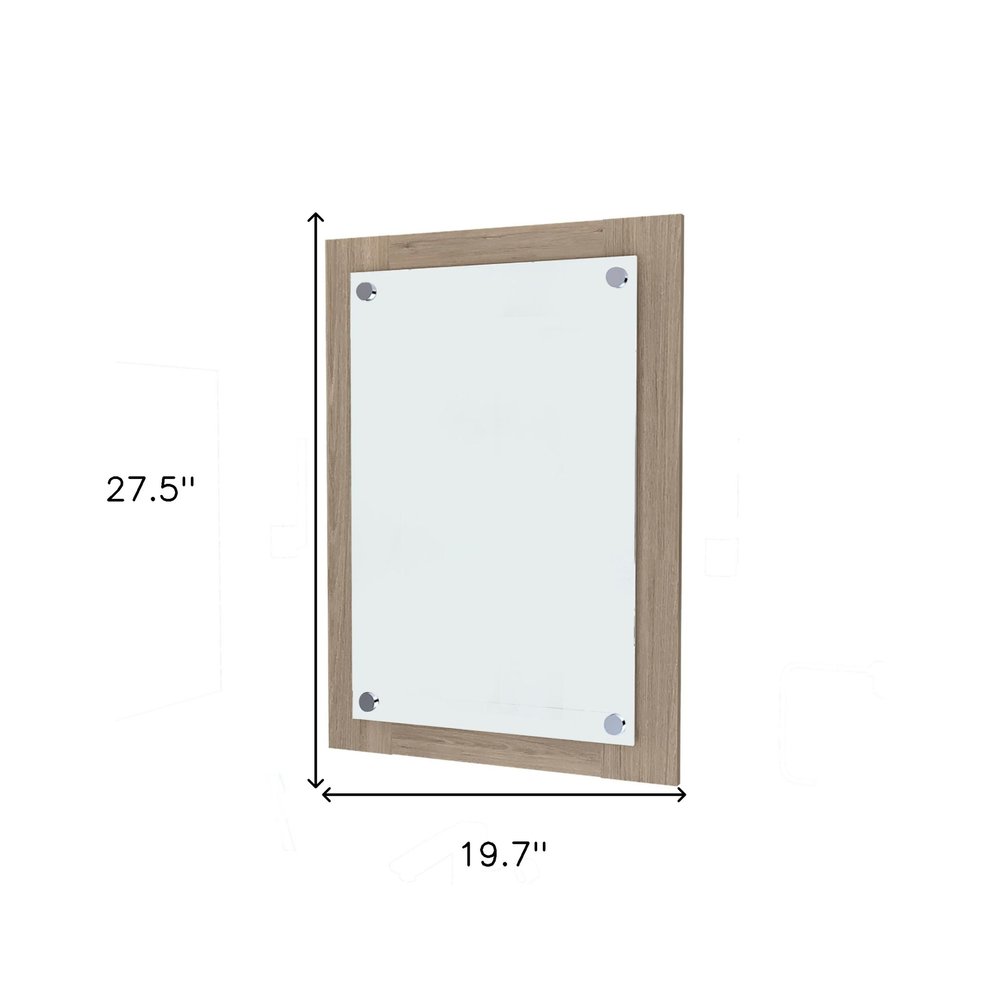 28" Brown Wood Framed Accent Mirror