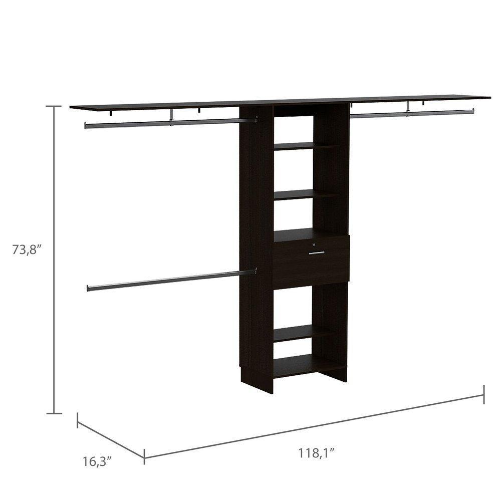 118" Black Wood Closet System