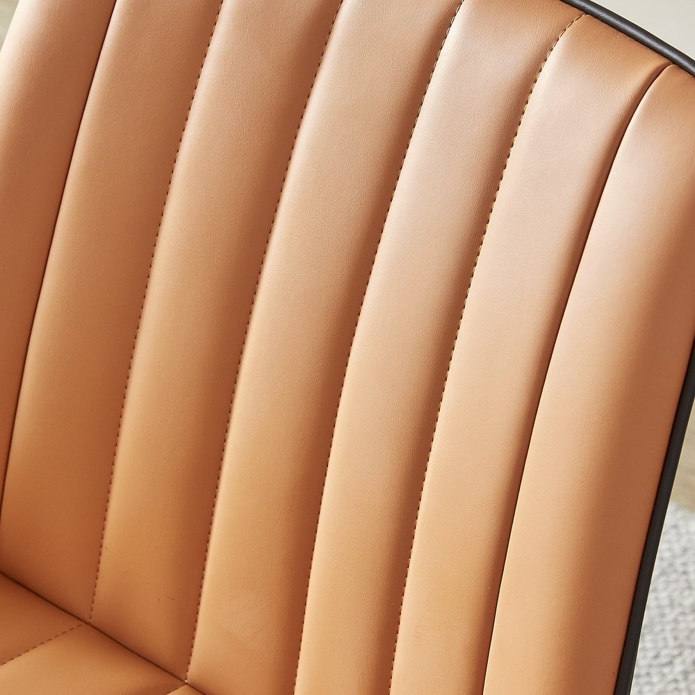 Set of Two Orange and Black Upholstered Fabric Dining Side Chairs