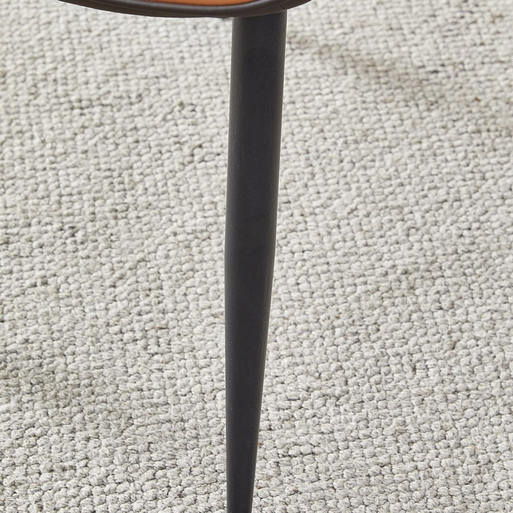 Set of Two Orange and Black Upholstered Fabric Dining Side Chairs
