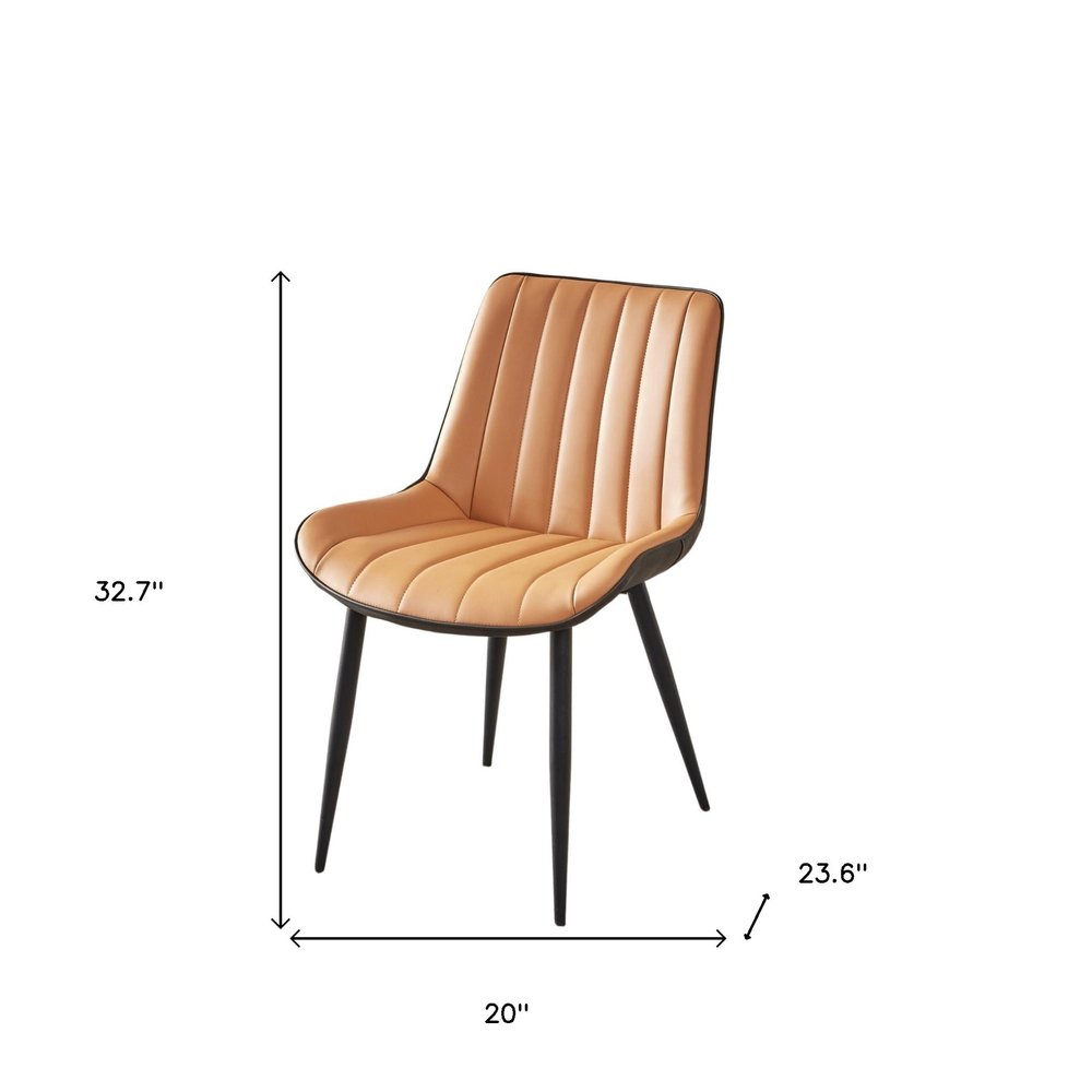 Set of Two Orange and Black Upholstered Fabric Dining Side Chairs