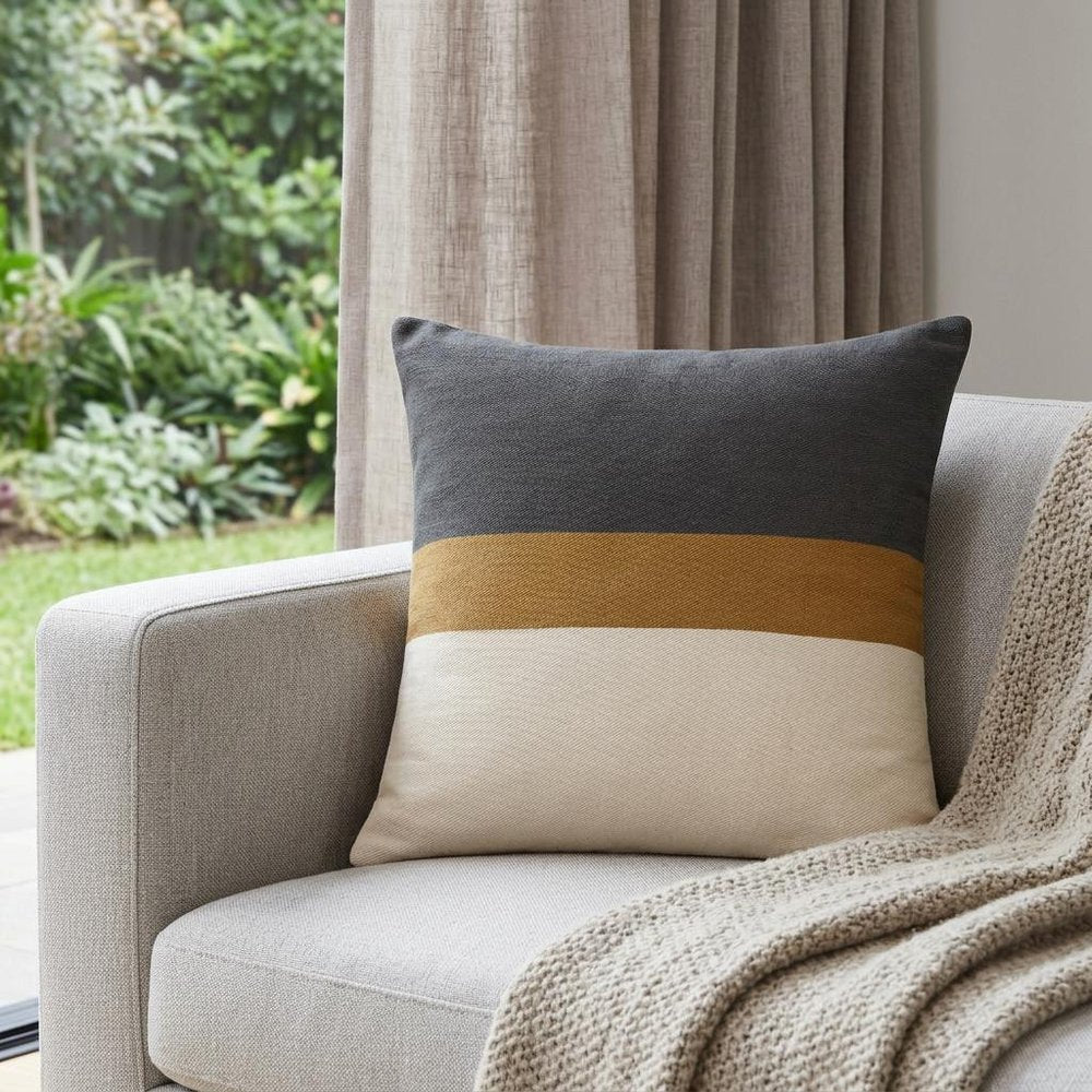 20" Brown Striped Cotton Throw Pillow