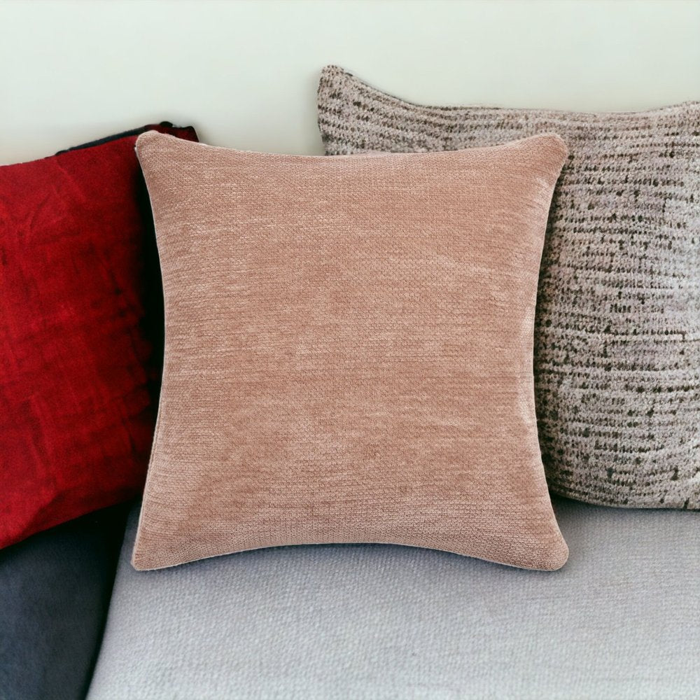 20" X 20" Beige Chenille Zippered Pillow