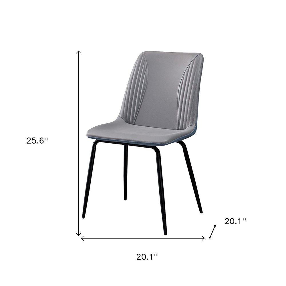 Set of Two Gray and Black Upholstered Faux Leather Dining Side Chairs