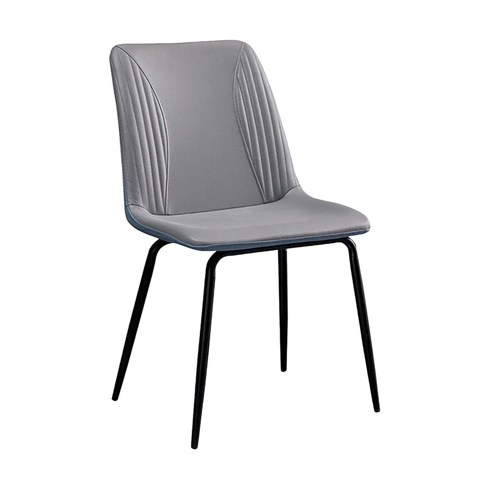 Set of Two Gray and Black Upholstered Faux Leather Dining Side Chairs