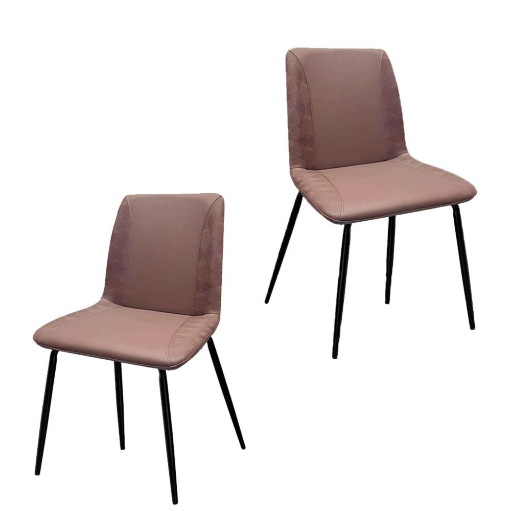Set of Two Brown and Black Upholstered Faux Leather Dining Side Chairs