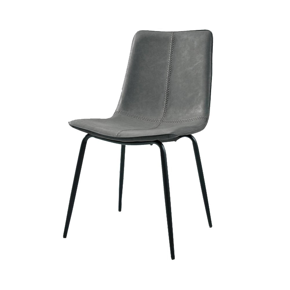 Set of Two Gray and Black Upholstered Faux Leather Dining Side Chairs