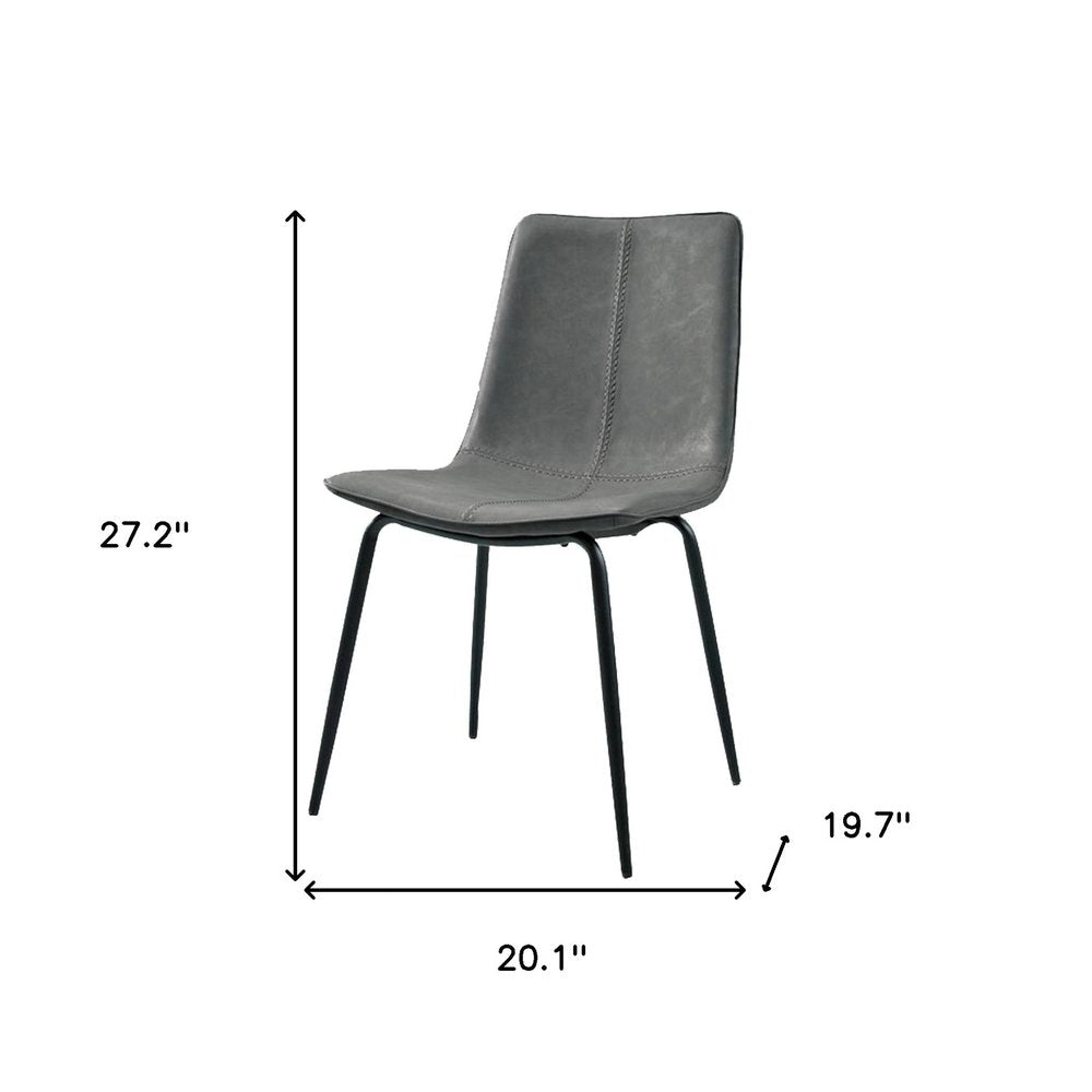Set of Two Gray and Black Upholstered Faux Leather Dining Side Chairs