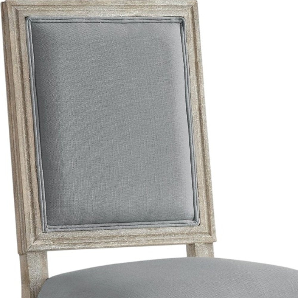 Set of Two Beige and Brown Upholstered Linen Dining Side Chairs