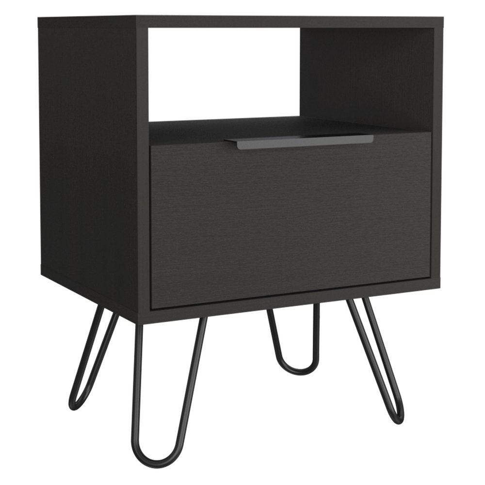 22" Black Wood Nightstand