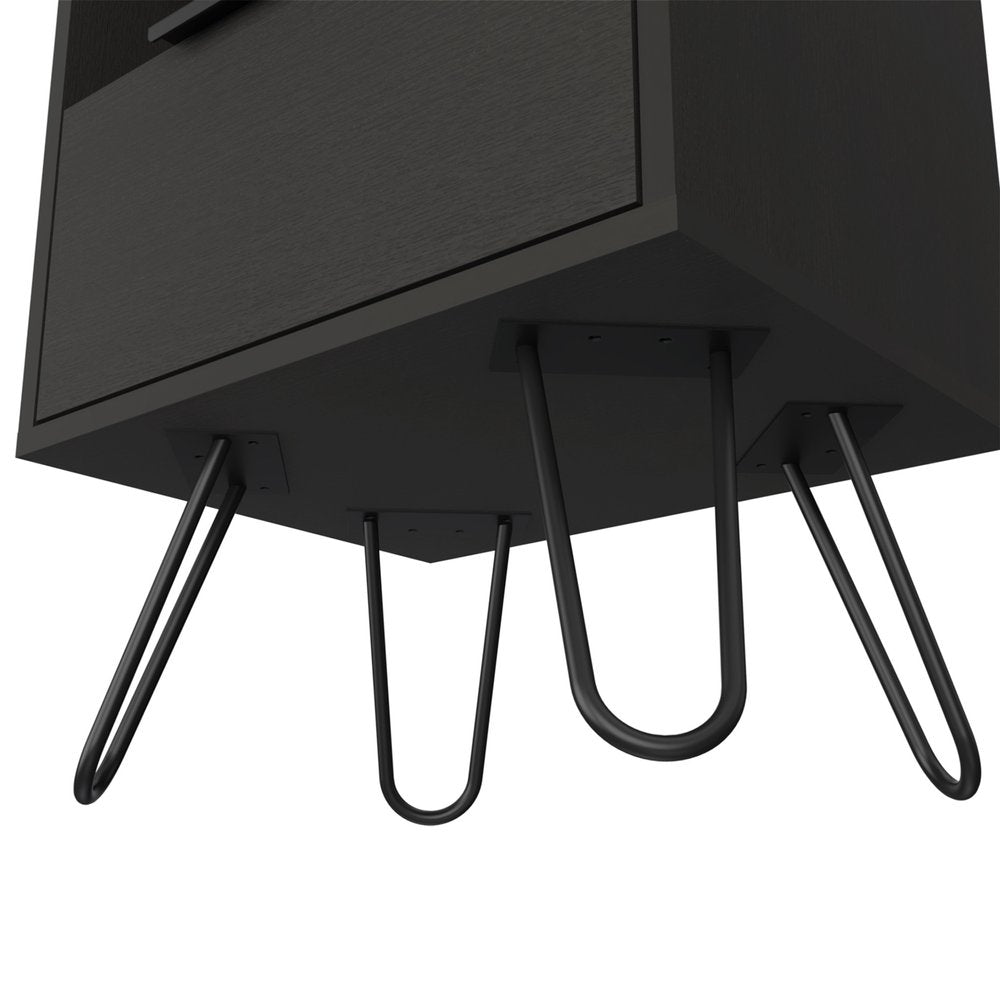 22" Black Wood Nightstand