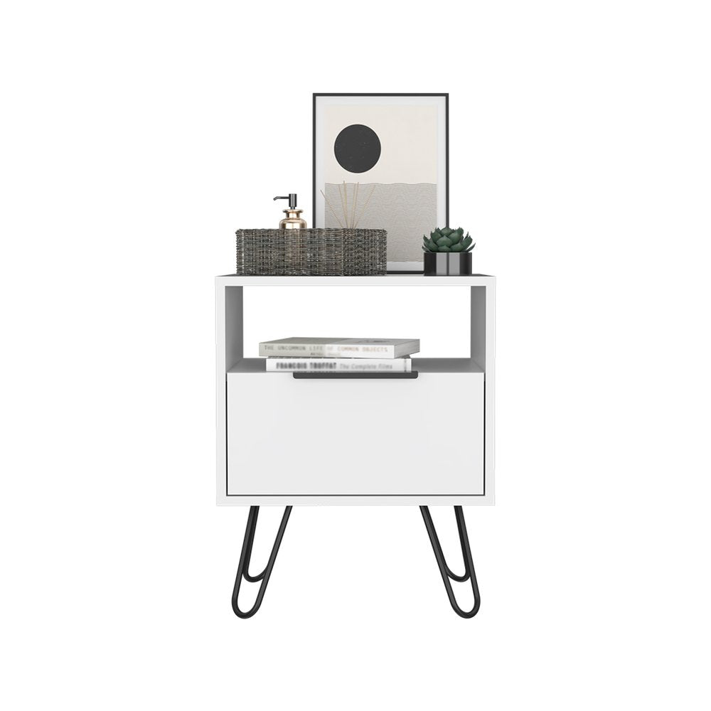 22" White Wood Nightstand