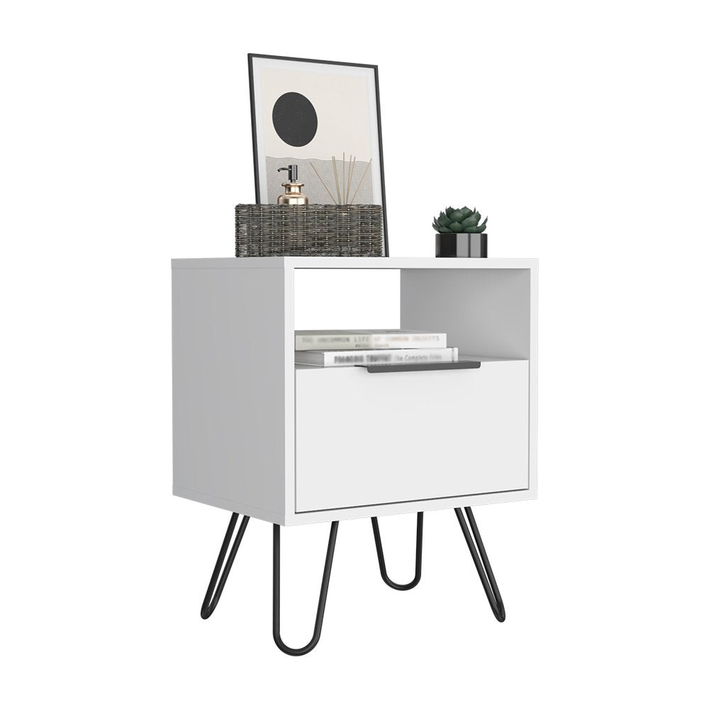 22" White Wood Nightstand