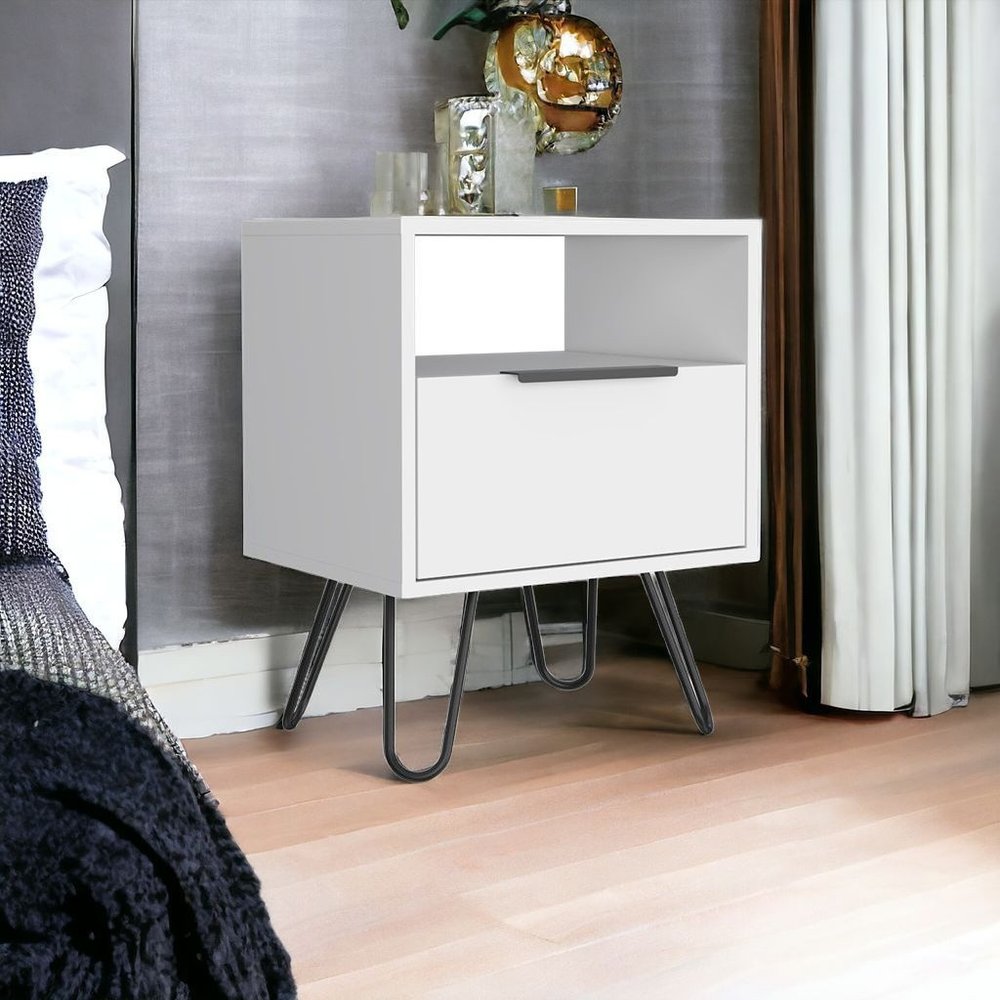 22" White Wood Nightstand