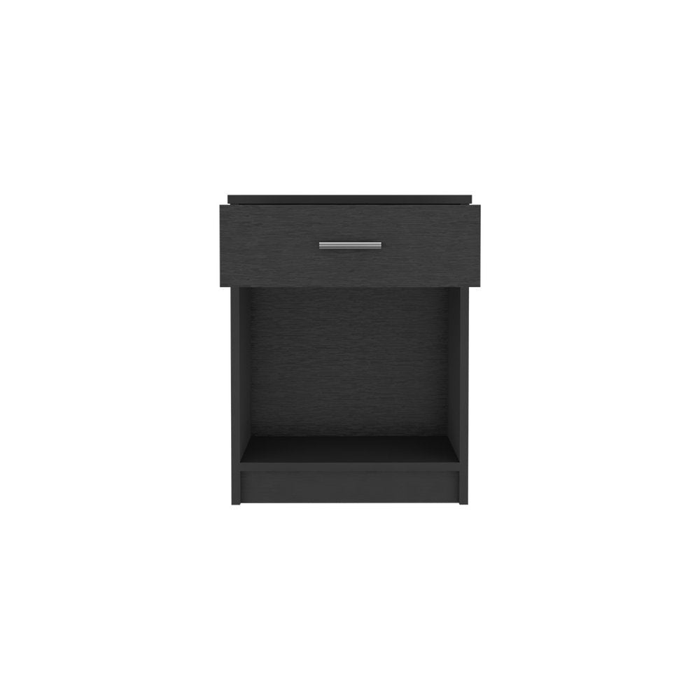 22" Black Wood One Drawer Nightstand