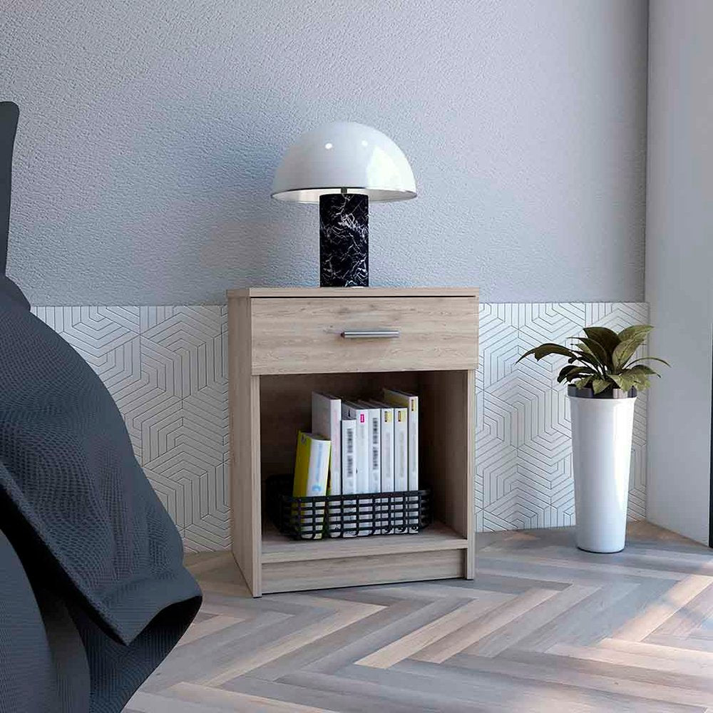 22" Gray Wood One Drawer Nightstand