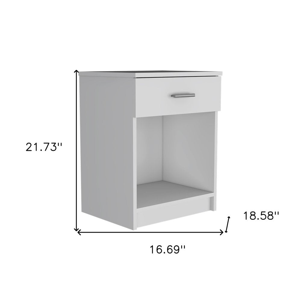 22" White Wood One Drawer Nightstand