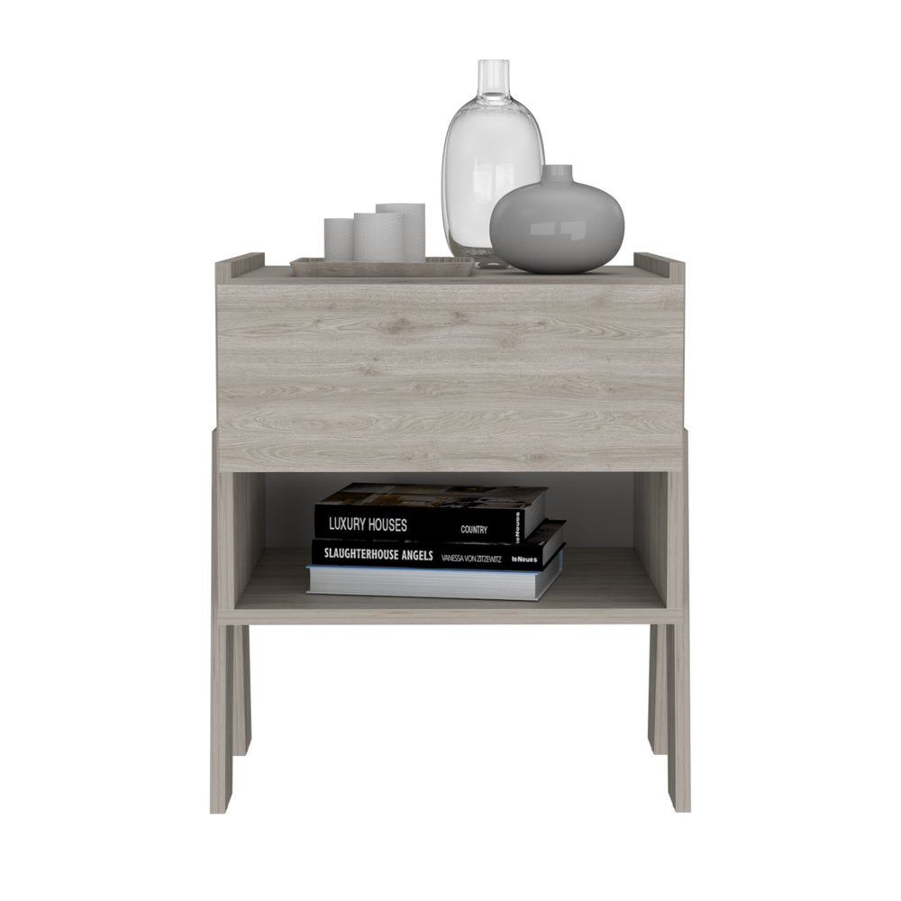 22" Gray Wood One Drawer Nightstand